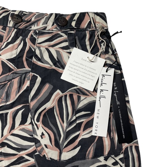 Nicole Miller Size 4 (Small) Women's Shorts Black & Blush Tropical Leaf Print Sh - Picture 5 of 12